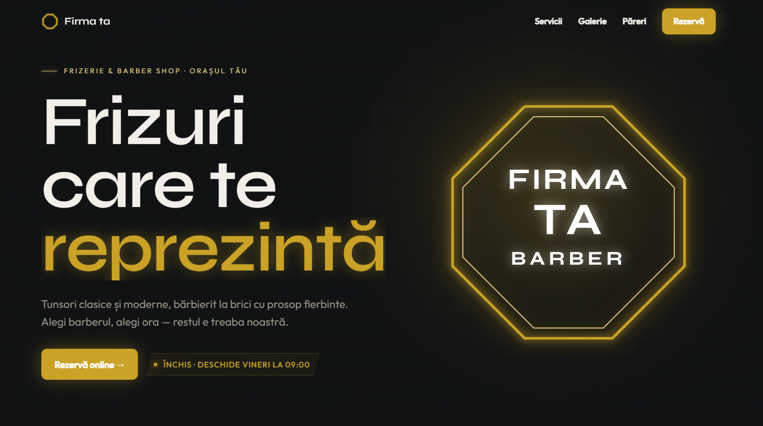 Captură site mockup frizerie
